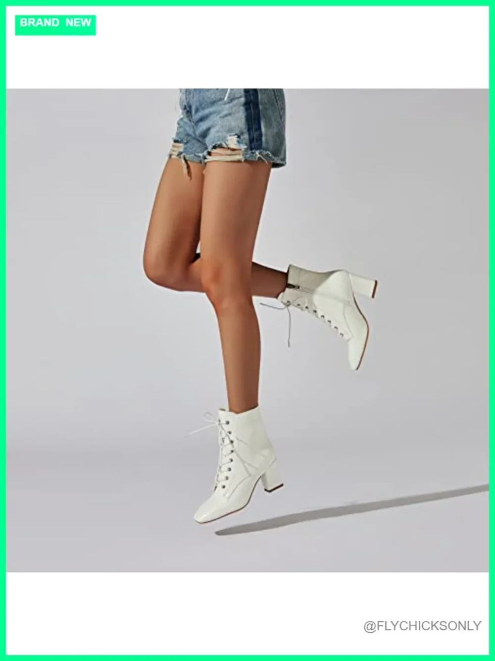 SEIFIN Square Toe Chunky Heel Ankle Boots Lace Up Block Heeled Booties